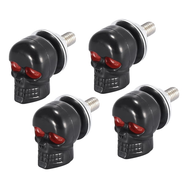 4 Piezas Motocicleta Calavera Estilo Licencia Placa Marco Pernos Tornillos Negro
