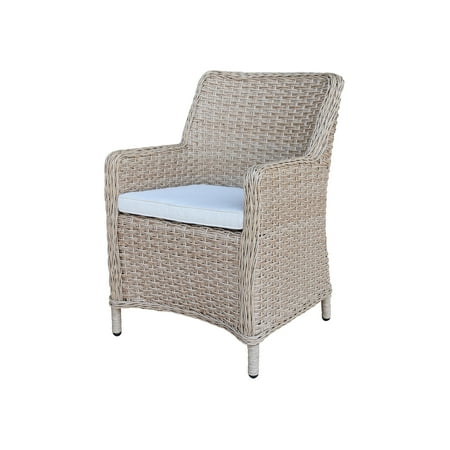 Outdoor Aluminum Wicker Patio Dining Chair with Cushion - Natural