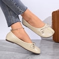 thumbnail image 3 of Rokment Bow Tabi Ballet Flats Shoes for Women Wide Width Split Round Toe Low Heels Comfortable Slip on Dress Loafers Business Office Work Casual Footwear Beige Size 6, 3 of 7