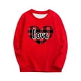 thumbnail image 2 of Girls' Valentine's Day Long Sleeve Shirt Red Love Plaid Heart Graphic Tee Soft Stretch Top for Kids 3-14 Years,Size 7-8 T, 2 of 7