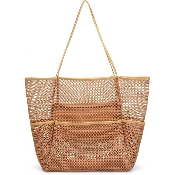 Beach Bag Mesh Tote Bag Beach Vacation Clothes Accessories for Women Bag for Travel Pool Family Cruise Essentials 2025