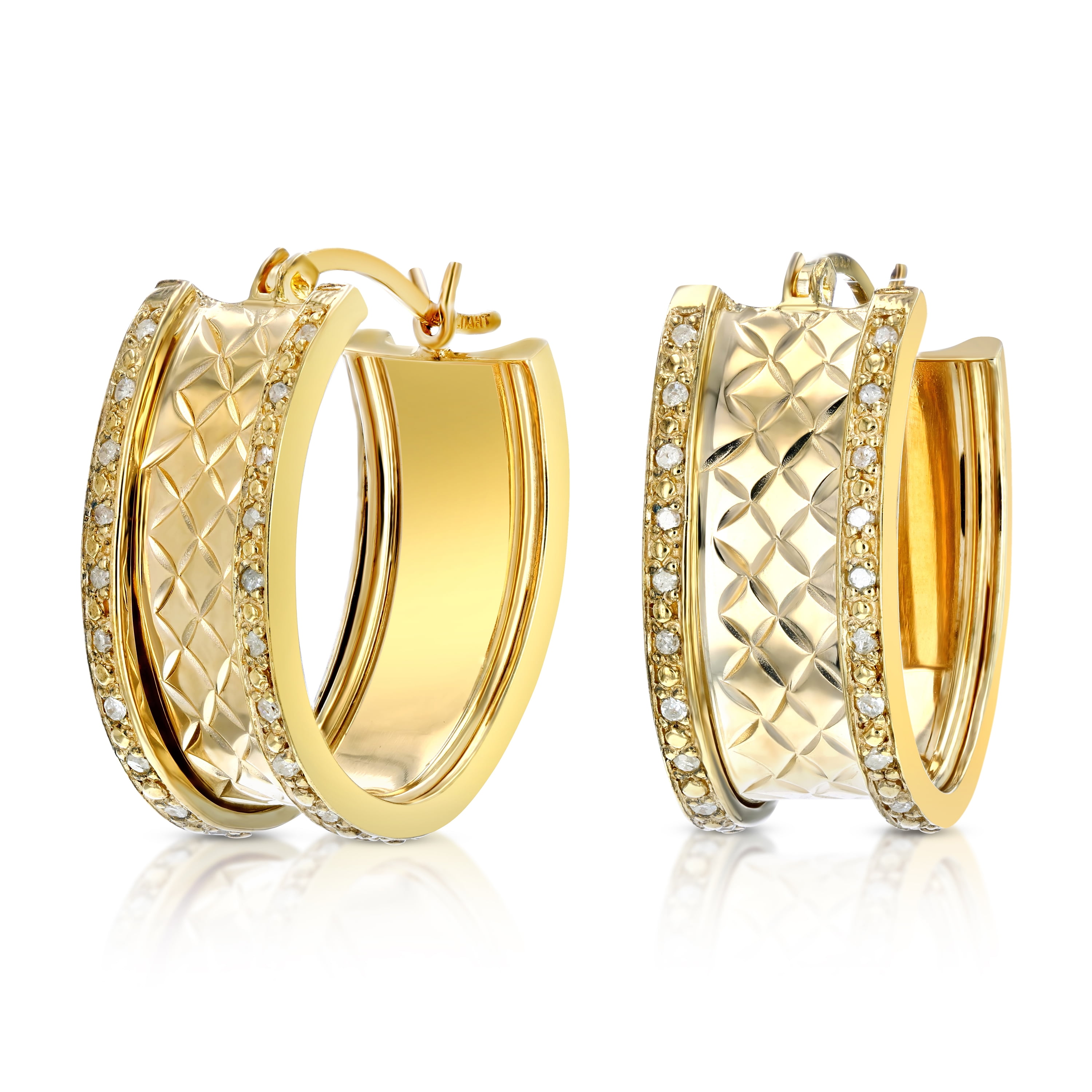 Vir Jewels 1/4 CTTW Diamond Hoop Earrings Yellow Gold Plated over .925 Sterling Silver 1 Inch