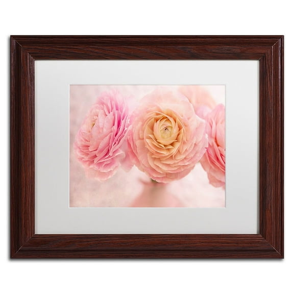 Trademark Fine Art 'Pink Persian Buttercup Bouquet' Canvas Art by Cora Niele, White Matte, Wood Frame