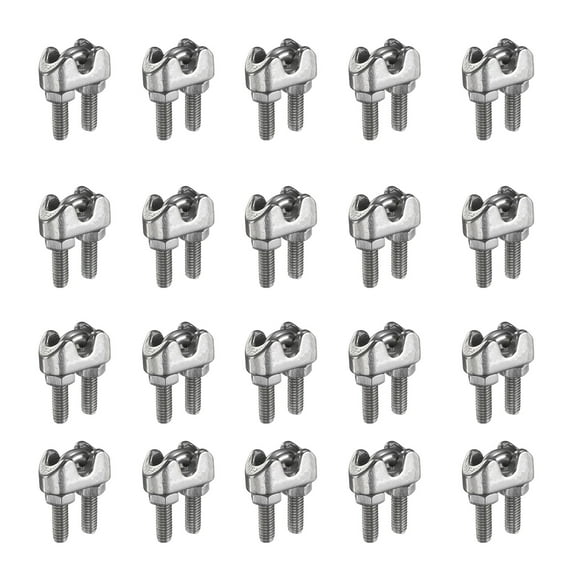 20 Pcs M3 1/8" Wire Rope U-Bolt Cable Clamps Saddle Fastener FOR Wire Rope Rigging Tent Rope Guardrail System