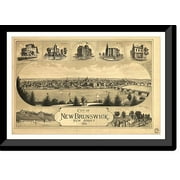 Historic Framed Print, NJ New Brunswick 1880 MAP, 17-7/8" x 21-7/8"