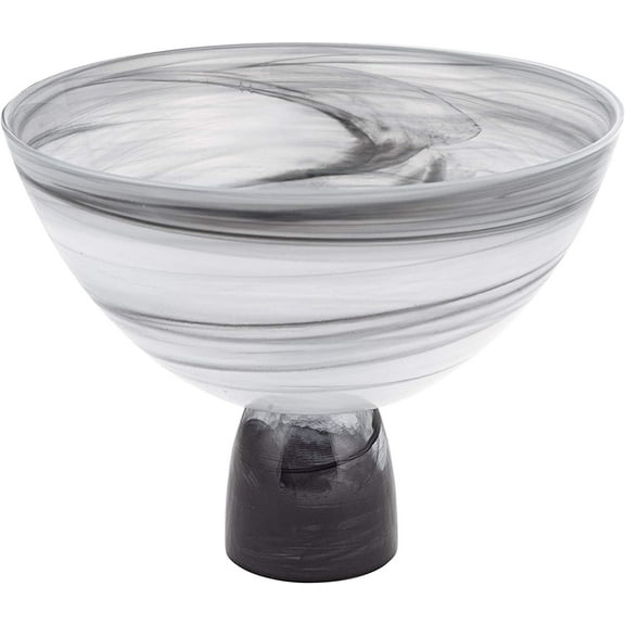 Badash Crystal P253 10 x 7 in. Alabaster Footed Glass Bowl, Black & White
