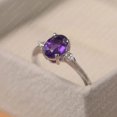 thumbnail image 2 of Purple amethyst ring, February birthstone, oval cut gemstone, sterling silver, 2 of 5