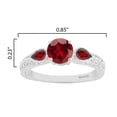 thumbnail image 3 of Sterling Silver with Natural Garnet and White Zircon Three Stone Ring, 3 of 5