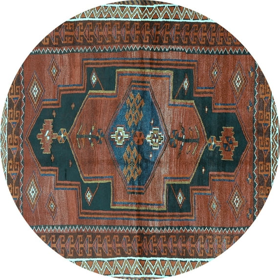 Ahgly Company Indoor Round Persian Light Blue Traditional Area Rugs, 5' Round