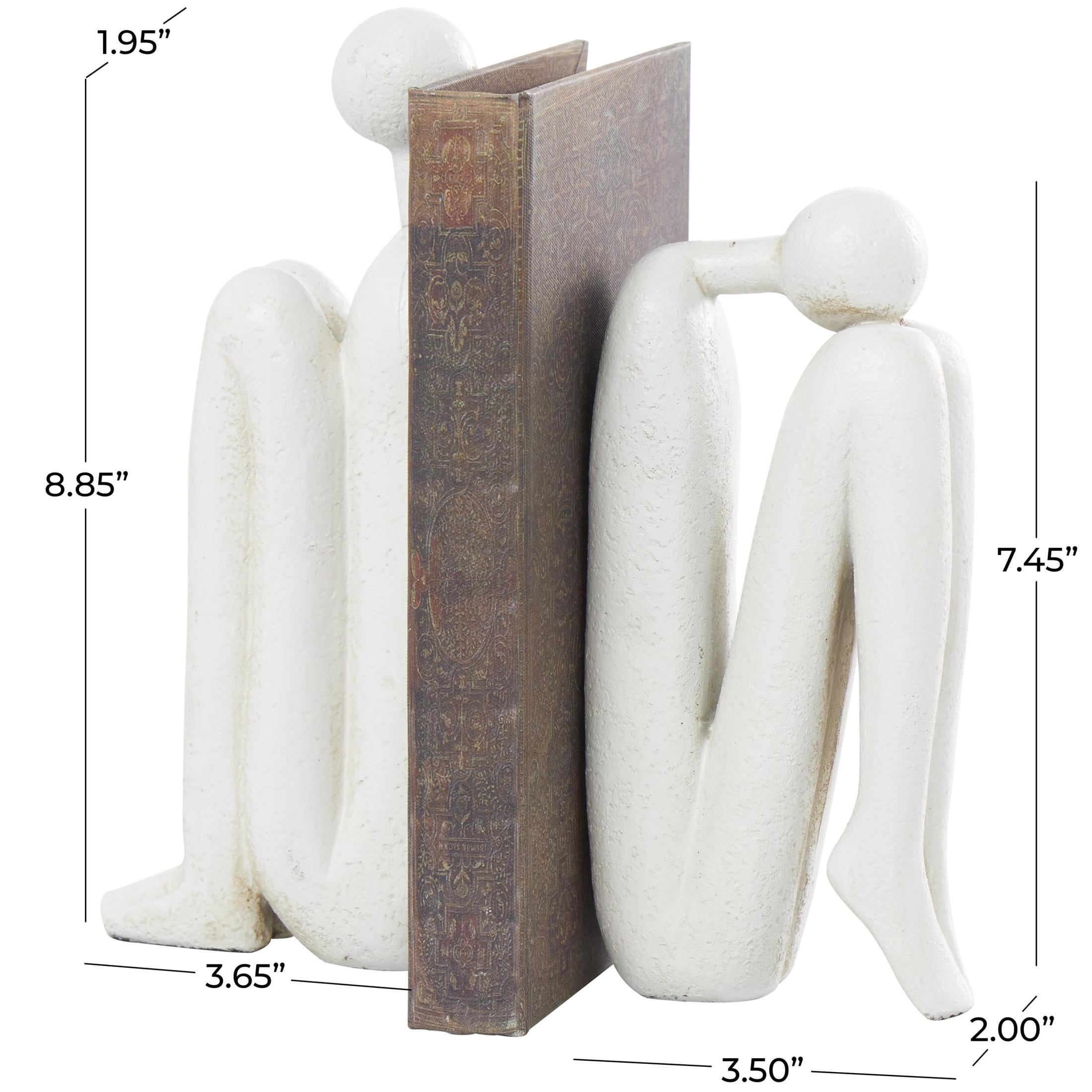 DecMode 4" People White Polystone Bookends (Set of 2)