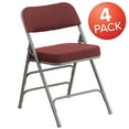thumbnail image 3 of Flash Furniture 4 Pack HERCULES Series Premium Curved Triple Braced & Double Hinged Burgundy Fabric Metal Folding Chair, 3 of 10