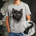 thumbnail image 2 of TrendOFT T Shirts for Man Unisex Animal Cat Graphic Print Short Sleeve Crew Neck Loose Summer Daily Mens Shirts Light Gray S, 2 of 6