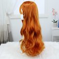 thumbnail image 3 of Peluca para cosplay, larga y ondulada, naranja con trenzado lateral y flequillo, 3 of 3