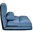 thumbnail image 5 of Adjustable Suede Lazy Sofa Floor Sofa, Thicken Double Chaise, Folding Lounge Sleeper Sofa Bed Couch, Floor Gaming Couch, Cushioned with Two Pillows & 5 Positions, Blue, 5 of 7