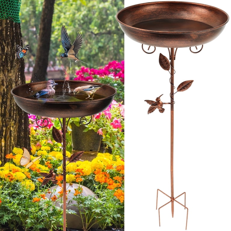 Xiyztok Bird Bath 32 Inches Sturdy Iron Outdoor Garden Birdbath