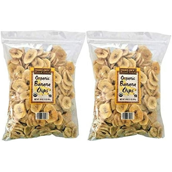 2 Pack Of TJ Dried Fruit Organic Banana Chips 16-Oz Bags