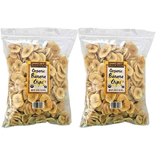 2 Pack Of TJ Dried Fruit Organic Banana Chips 16Oz Bags