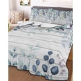 thumbnail image 3 of Quilts Twin-XL Size Bedding Set, Blue Eucalyptus Leaves Lightweight Quilted Comforter, Summer Botanical Wooden Weeping Soft Reversible Bedspread Coverlet with Pillow Covers for All Season, 68" x 98", 3 of 7