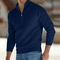 thumbnail image 3 of ZCFZJW Men's Quarter Zip Up Sweaters Slim Fit Lightweight Mock Neck Pullover Casual Long Sleeve Basic Solid Color Polo Sweaters Navy S, 3 of 10