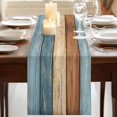 thumbnail image 3 of Table Runners 72 Inches Long Dress Scarves, Farmhouse Blue Brown Farmhouse Kitchen Table Runner, Coffee Tablerunners, Vintage Wooden Striped 14x72 Inch, 3 of 9