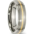 thumbnail image 4 of Titanium/14K Titanium Brushed Center With 14K Yellow Inlay 6mm Ridged Edge Band (Size 7.5) Made In China tb100-7.5, 4 of 5
