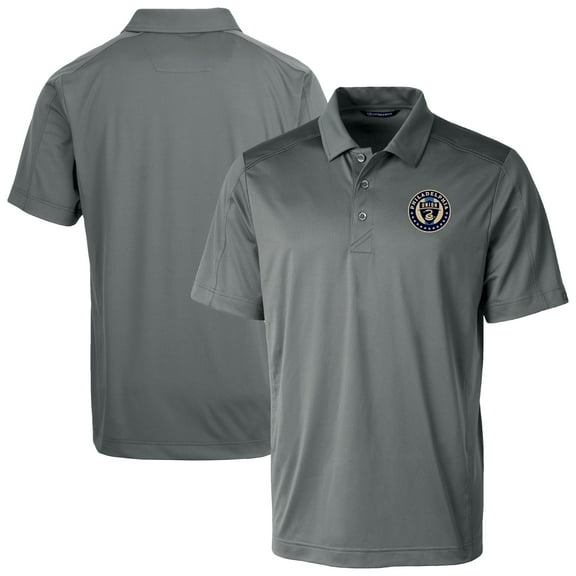 Men's-Cutter & Buck  Gray Philadelphia Union Big & Tall Prospect Eco Textured Stretch Recycled Polo
