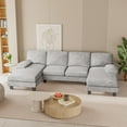 thumbnail image 7 of Homall U Shaped Sectional Sofa with Soft Corduroy Sofa Couch with Double Chaise for Apartments,Living Room, loop yarn Gray, 7 of 7