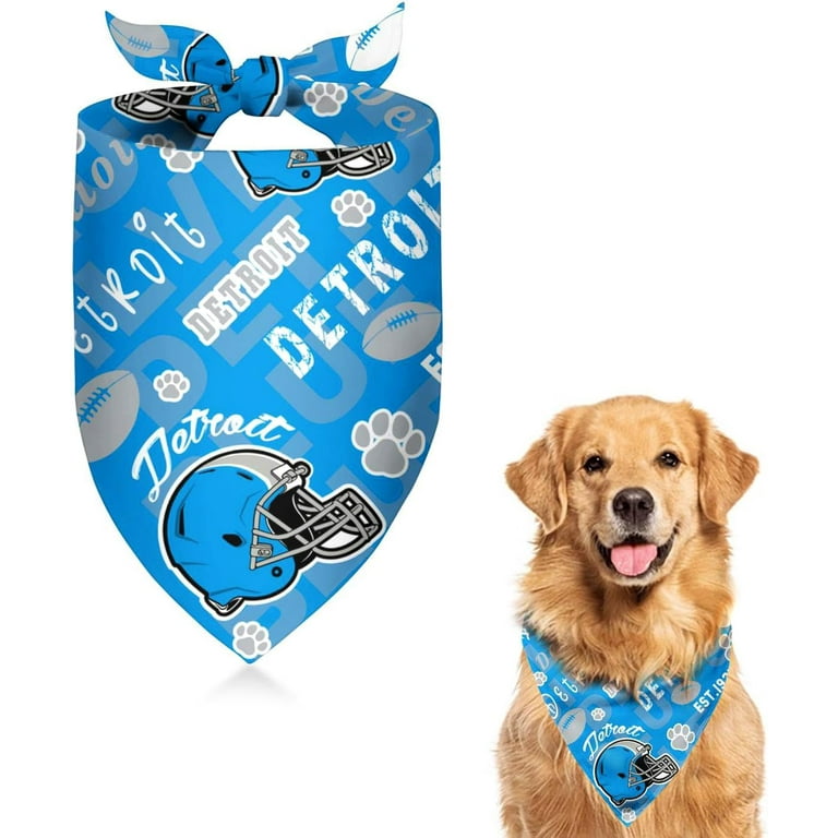 Detroit Football Pet Reversible Dog Bandana Gifts for Dogs Cats Cotton Triangle Bid Scarf for Medium Large Dog