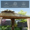 thumbnail image 6 of 12'x12' Hardtop Gazebo, Permanent Outdoor Gazebo with Polycarbonate Double Roof, Aluminum Gazebo Pavilion with Curtain and Net for Garden, Patio, Lawns, Deck, Backyard(Wood-Looking) 00024, 6 of 9