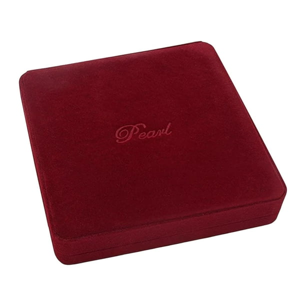 Vitrina para collar de perlas para madre, novia, esposa, 19 x 19 x 4 cm, tacto suave Corazón interior rojo