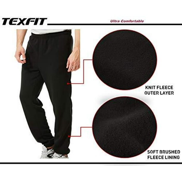 TEXFIT 2-Pack Men's Jogging Pants with Side Pockets, Elastic Bottom, Soft  Fleece Sweat Pants (Black/Navy, Small) 