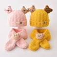 thumbnail image 6 of vnanda Autumn Winter Hat Scarf Set Baby Winter Hat Scarf Set with Cartoon Bear Decor Soft Plush Knitted Unisex Neck Wrap for Resistance Kids Autumn/winter, 6 of 8