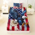 thumbnail image 3 of Manfei Bald Eagle Usa Flag Twin Sheets,Red White Stripes Bedding,3pcs,1 Fitted Sheet and 1 Pillowcase, 3 of 6