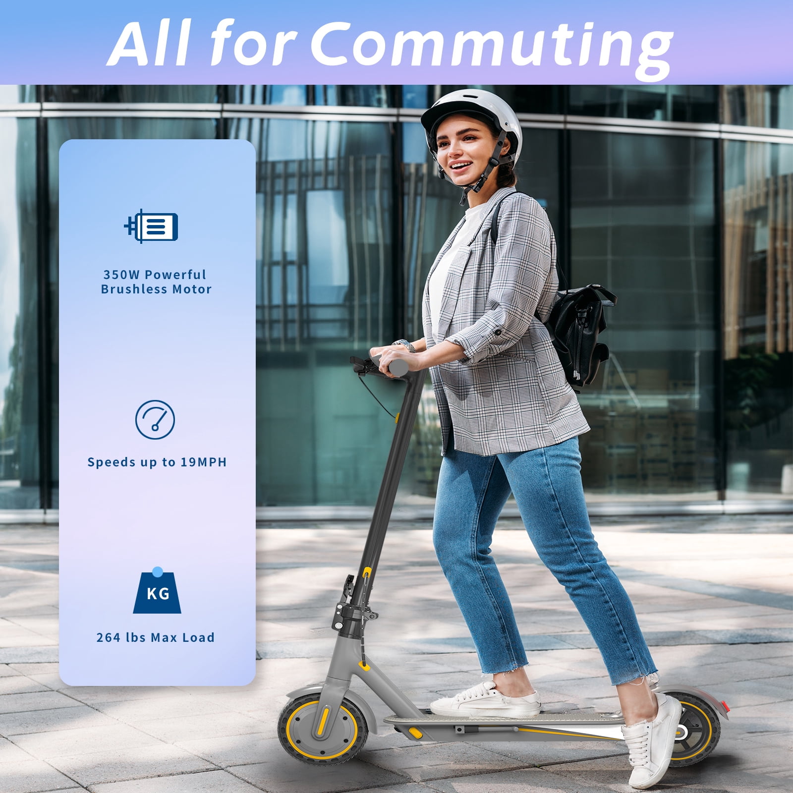 HiQiS Electric Scooter for Adults, Up to 19 MPH, 21 Miles Ranges, 350W Motor E-Scooter with 8.5" Tires, Foldable Escooter with Dual Braking and APP Control, UL Certified