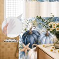 thumbnail image 3 of No Hook Shower Curtain, Coastal Pumpkins Fall Shower Curtains for Bathroom with See Through Top Window, Blue Starfish Beach Thanksgiving Waterproof & Washable Bath Curtain Long 72"x78", 3 of 6