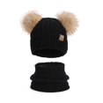 thumbnail image 4 of HNMKIU Kids Winter Knitted Hat Scarf Set Thermal Lined Neck Warmer for Boys Girls Cold Weather Outdoor Leisure Black - One Size, 4 of 4