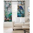 thumbnail image 4 of Vintage Window Grille Blackout Curtains for Bedroom Living Room, Coral Turtle Underwater World 84 In Long Thermal Insulated Room Darkening Drapes Grommet Window Treatments, 52 x 84 In, 4 of 9