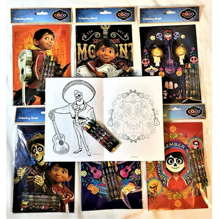 Download 12 COCO Disney PIXAR Coloring Books and 48 Crayons Set Children Disney Party Favors Bag Filler ...