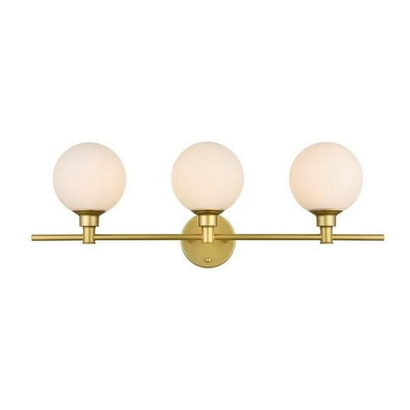 28 in. Elegant Furniture Lighting Cordelia 3 Lights Wall-Mounted Bath Sconce Light, Brass