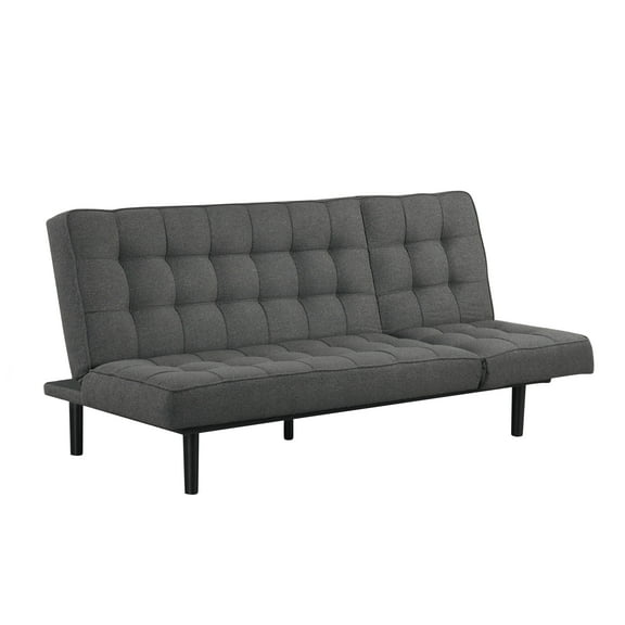 Furniture of America Syara Convertible Boucle Tufted Futon Sofa Bed with Adjustable Headrest, Dark Grey