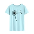 thumbnail image 3 of TWZH Women Dandelion Graphic Print Short Sleeve Tee Heart Graphic T-Shirt, 3 of 6
