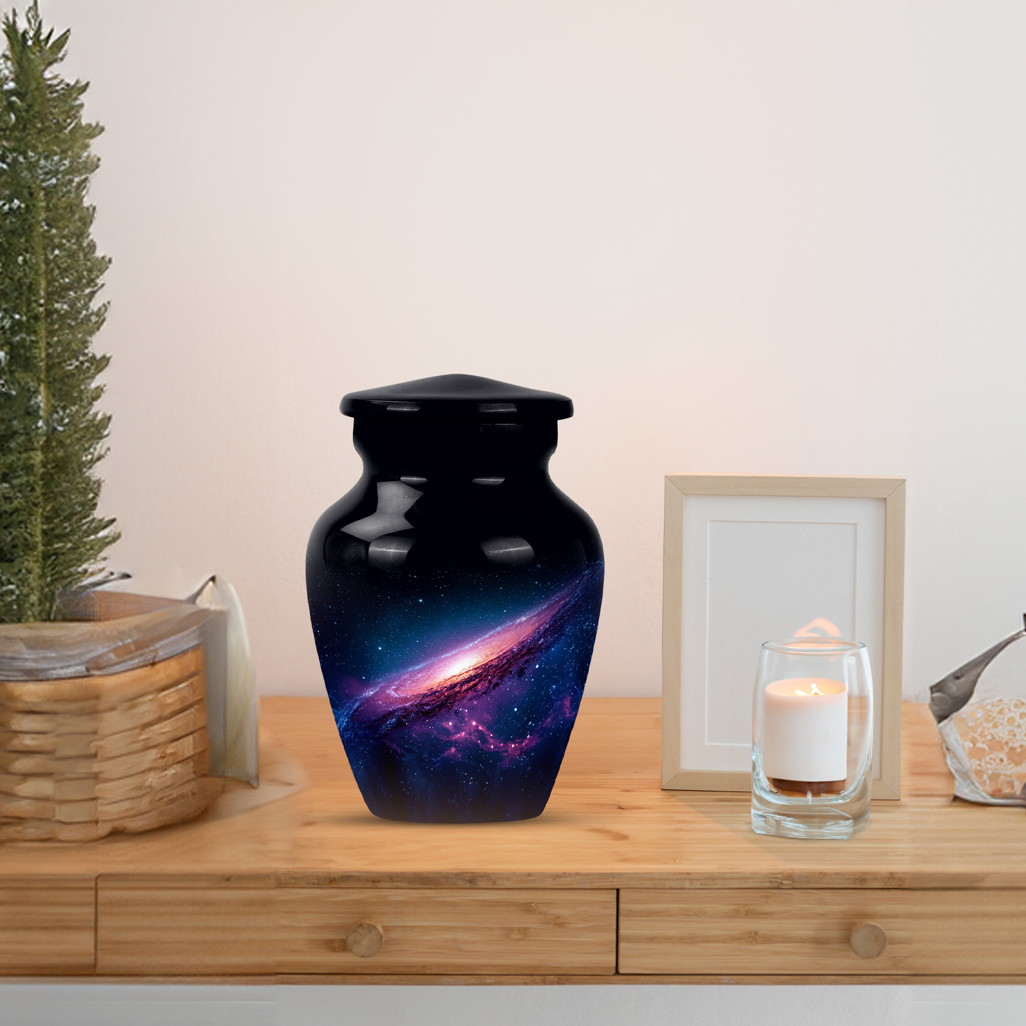 MUKTIVE Galaxy Cremation Urns for Human Ashes Adult Man 3 Inch, Small keepsake Urn for Ashes Adult Male, Decorative Black Urns for Memorial, Funeral Urn for Dad for Burial
