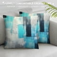 thumbnail image 3 of COMIO  Turquoise and Grey Art Artwork Contemporary Decorative Gray Home Decorative Throw Pillow Covers Cushion Covers for Bedroom Sofa Living Room, 3 of 5