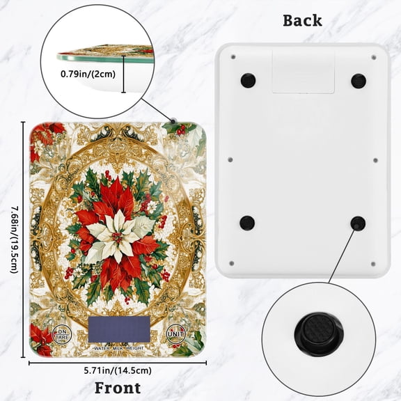 BZSMCE Digital Food Scale Kitchen Scales Creatively Golden Holiday Elegance Pattern Baking Cooking Keto and Meal Prep, with LCD Display