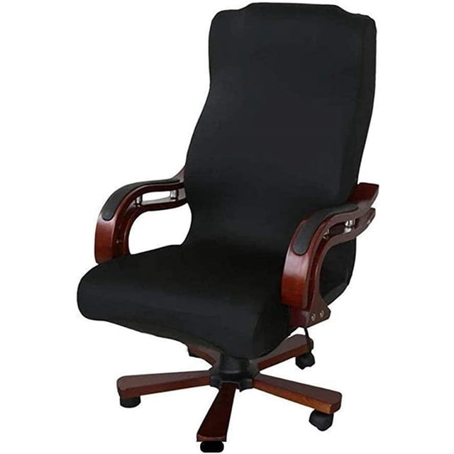 Funda de silla de computadora de oficina (negro L), universal reemplazable, desmontable, giratoria, escritorio elástico, funda de sillón de jefe, pantuflas