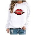 thumbnail image 2 of 2023 Chandail de Mode pour Femmes Rabais de 50 % Liquidation Mode pour Dames Fermeture Éclair Lèvres Imprimé Graphique Manche Col Rond Chandail, 2 of 8