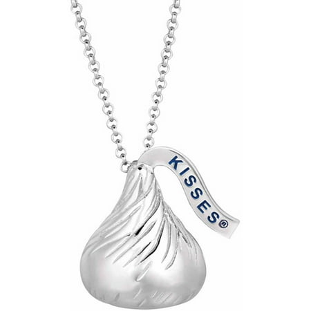 Hershey's Kisses Women's Sterling Silver Large Flat Back Pendant, 16 with 2 Extension