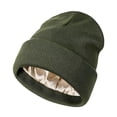 thumbnail image 3 of Gorro de punto de invierno con forro de satén y diseño con puños, suave, unisex Verde, 3 of 9