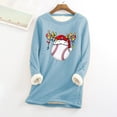 thumbnail image 3 of Tbopshirt Womens Hoodless Sweatshirts,Plus Size Essential Crewneck Sweatshirts Christmas Women's Round Neck Pocket Thickened Plush Warm Long Sleeve Tops, 3 of 5