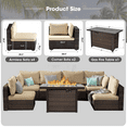 thumbnail image 2 of TANGJEAMER 7 Pieces All-Weather PE Rattan Sectional Sofa with Cushions and Fire Pit Table for Party and Family Gathering(Beige cushions), 2 of 7